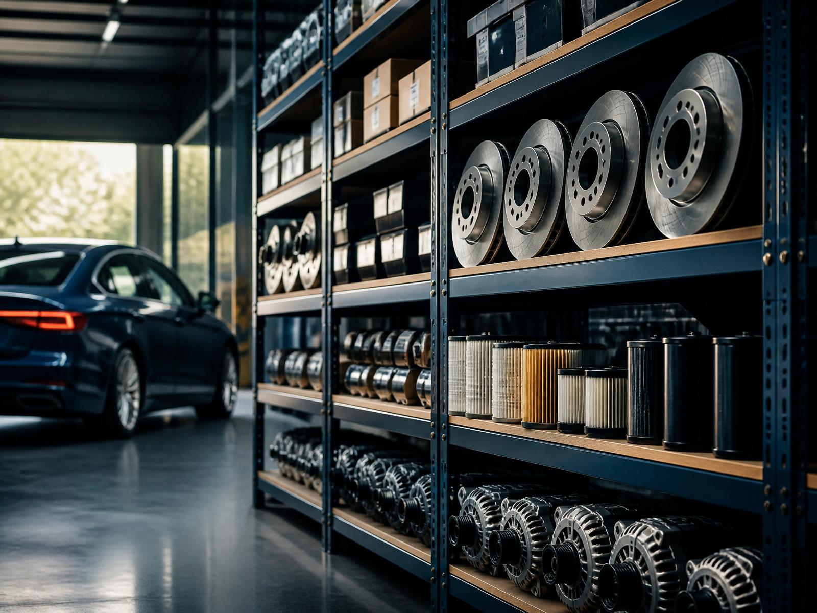 Vehicles and spare parts in a professional automotive environment